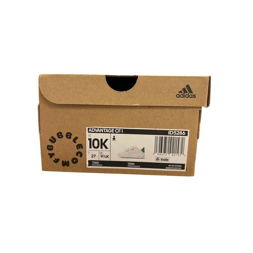 Adidas Kids Advantage Cloud Foam I Sneakers Size 10K White & Green New